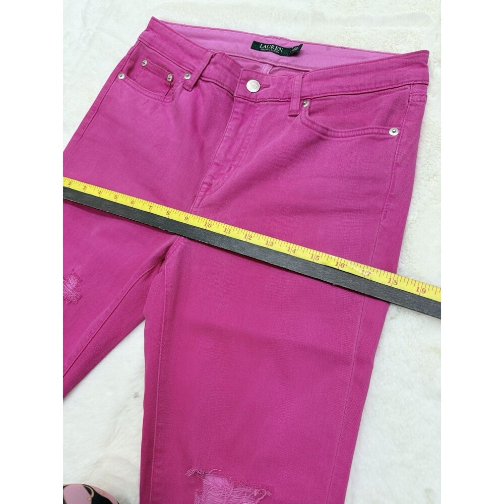 LAUREN RALPH LAUREN Dark Pink Denim Premier Skinny Cropped Ankle Jeans ~ 8 - Picture 8 of 16